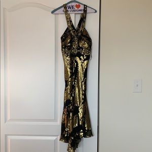 Black and gold evening gown.